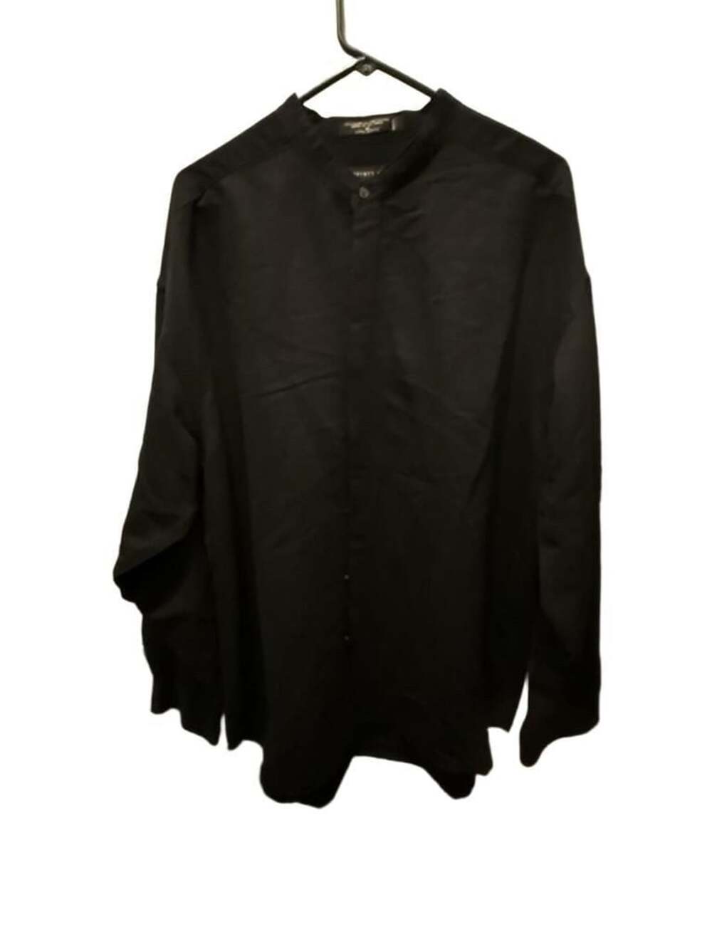 Geoffrey Beene Band Collar Shirt Size XL Black Long Sleeve
